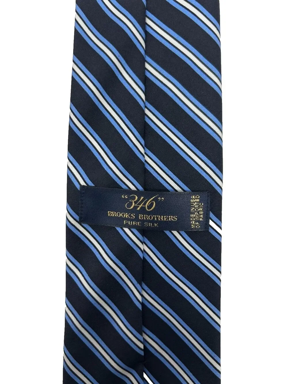 346 Brooks Brothers‎ Pure Silk Tie Navy Blue White Stripe Classic 58.25